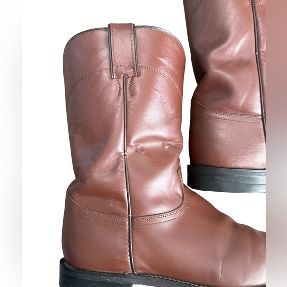 Justin Boots Classic Roper Men Size 11 D 3404 Brown Leather Western Cowboy Pull - Picture 8 of 17